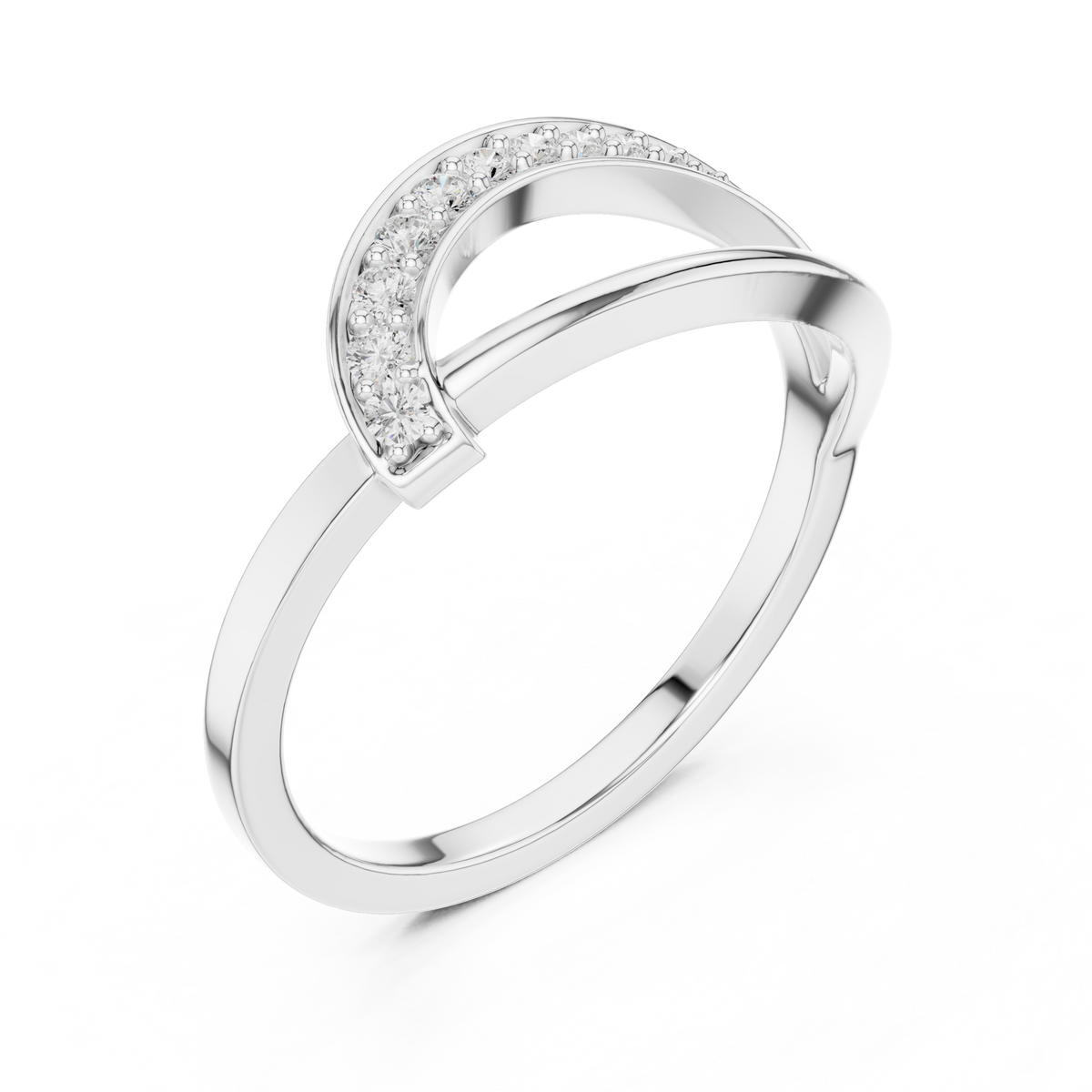 Golden Crossover Pavé Ring
