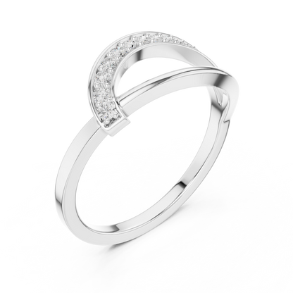 Golden Crossover Pavé Ring
