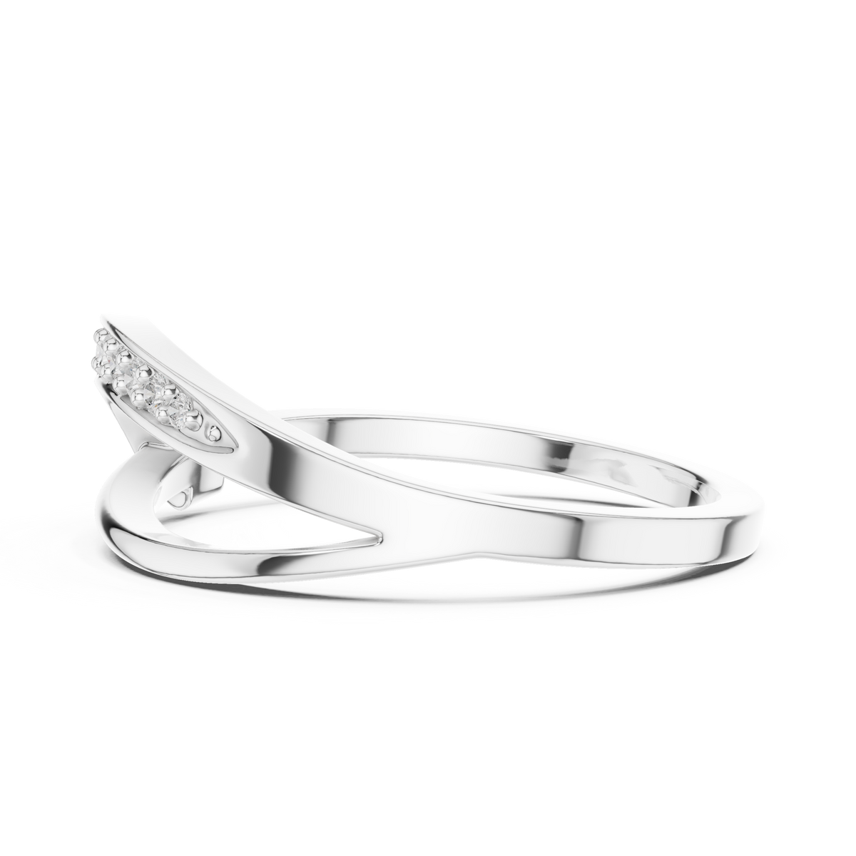 Golden Crossover Pavé Ring