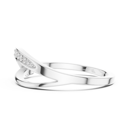 Golden Crossover Pavé Ring