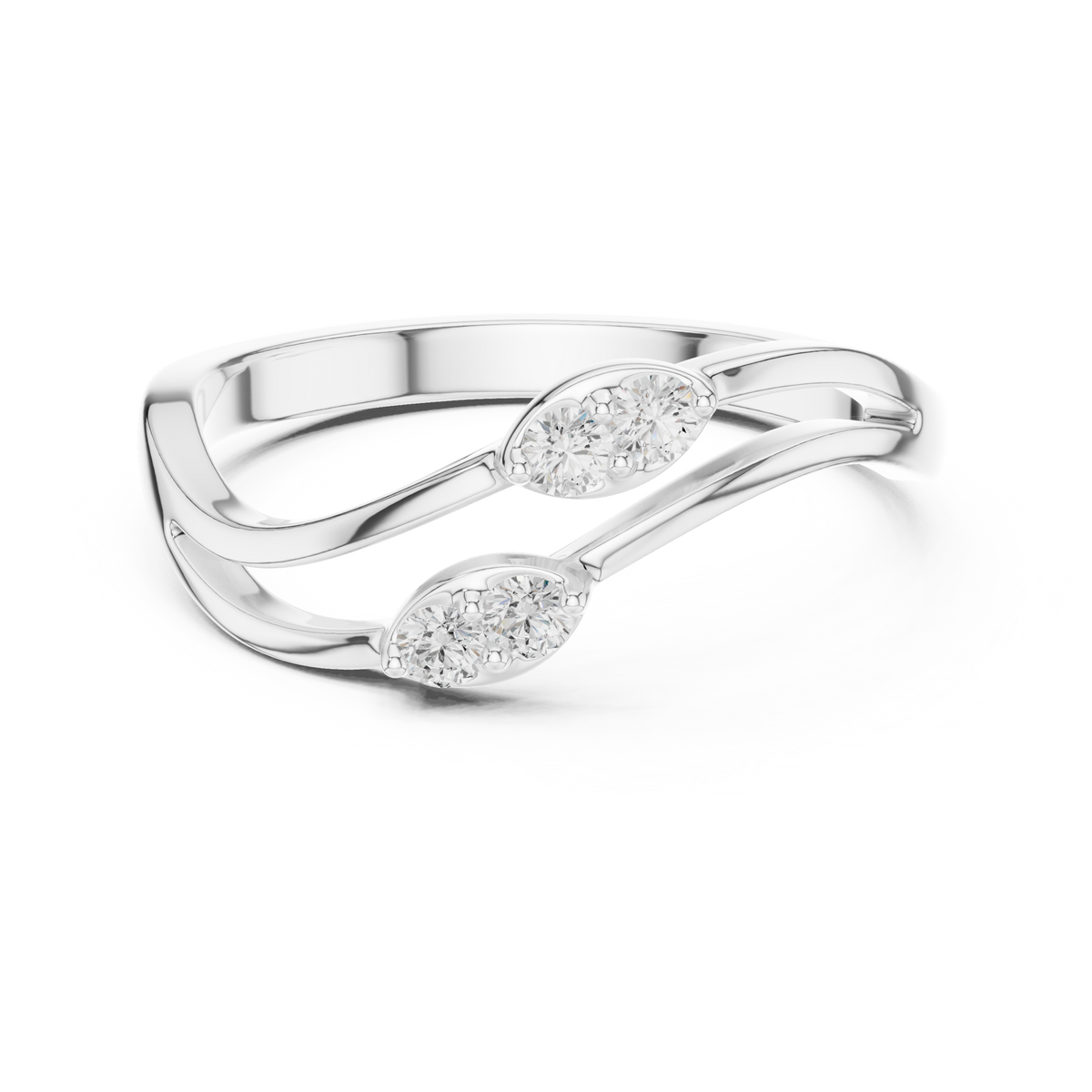 Intertwined Twin Stone Ring