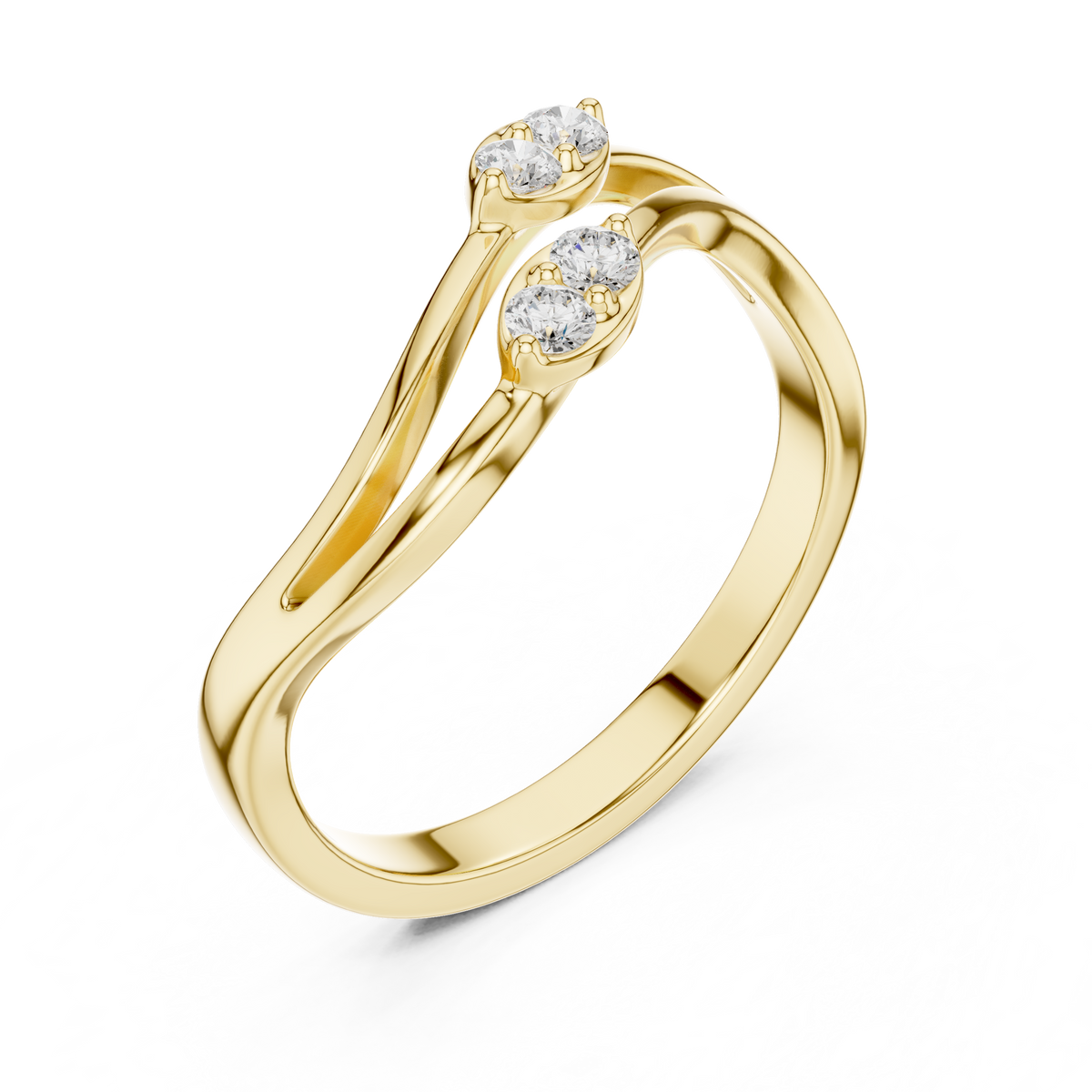 Intertwined Twin Stone Ring