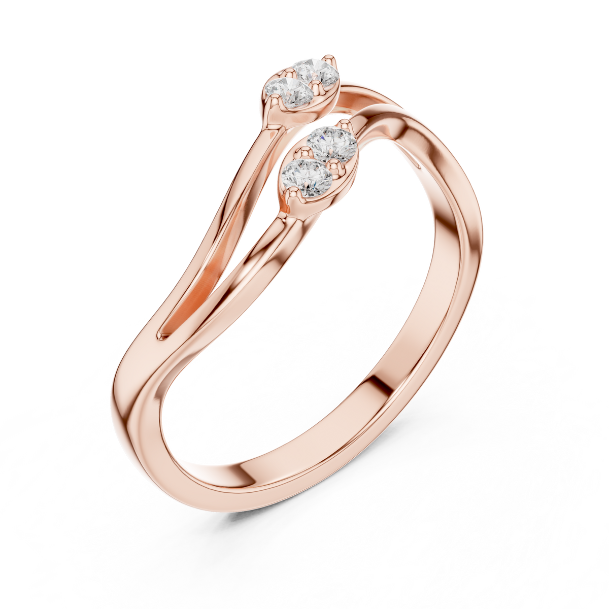 Intertwined Twin Stone Ring