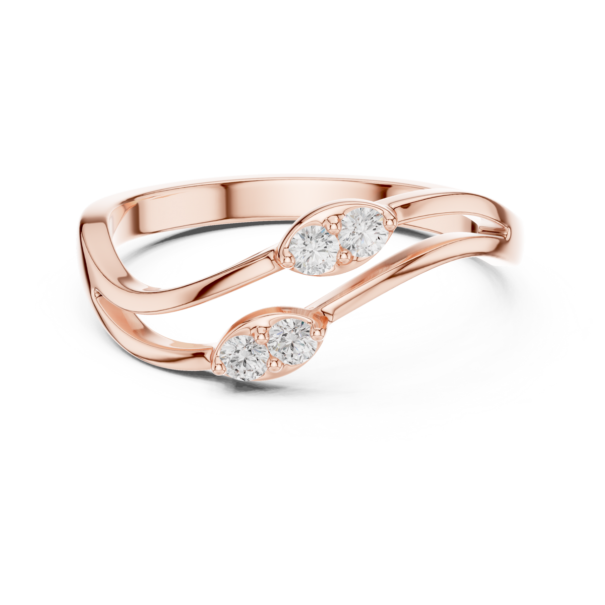 Intertwined Twin Stone Ring