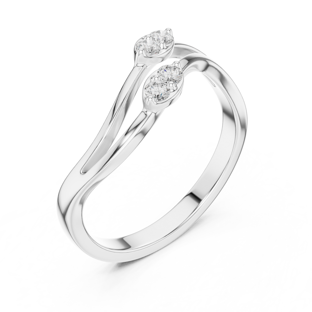 Intertwined Twin Stone Ring