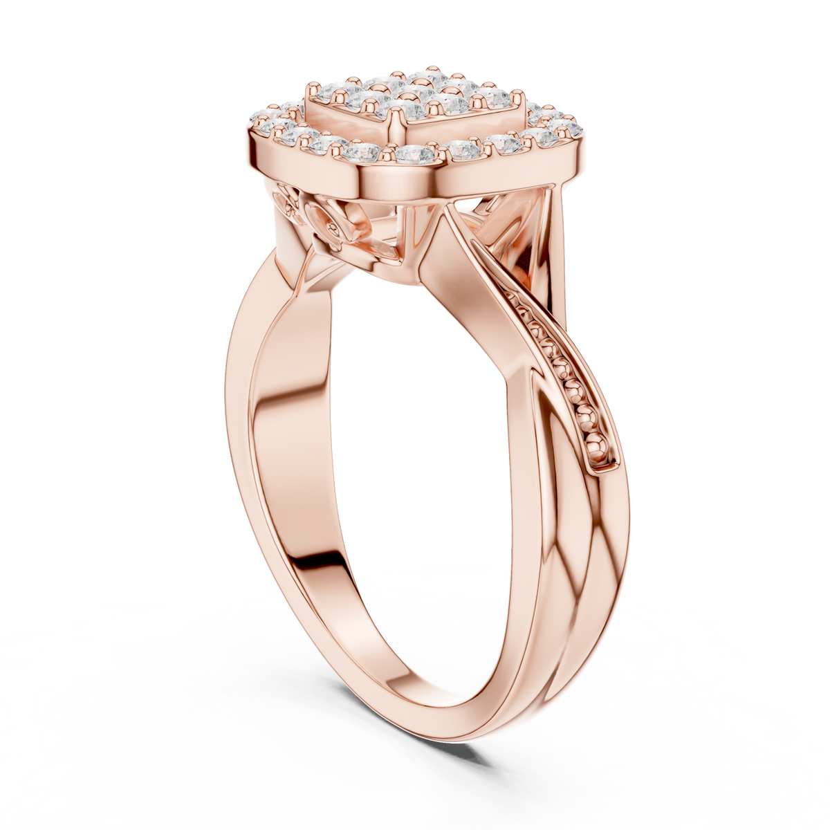 Cushion Halo Cluster Ring