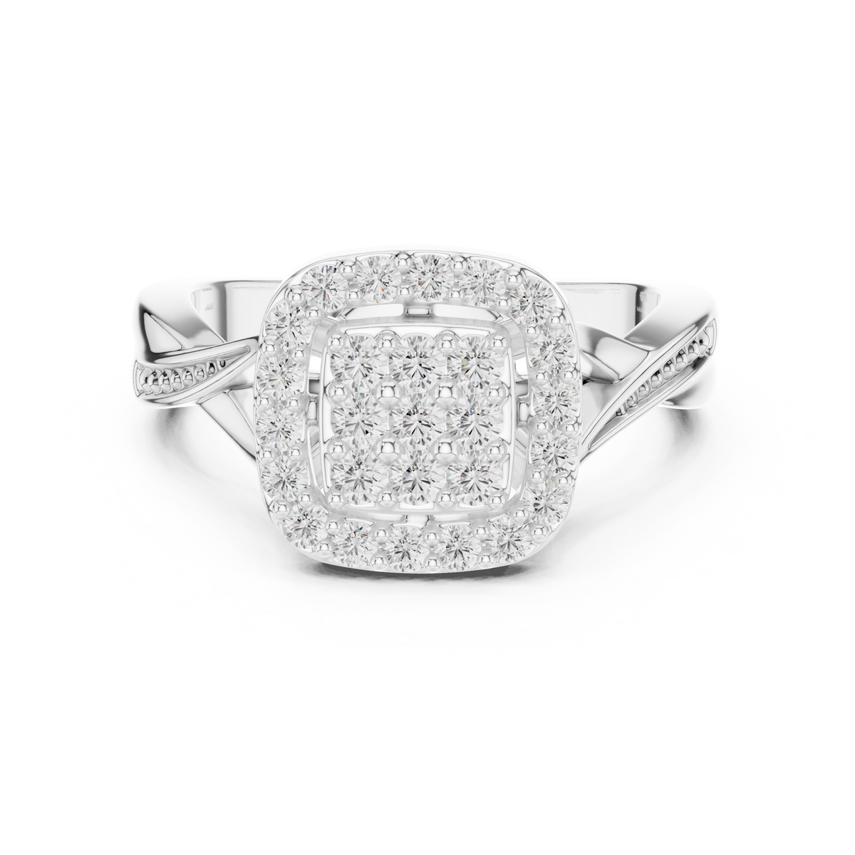 Cushion Halo Cluster Ring