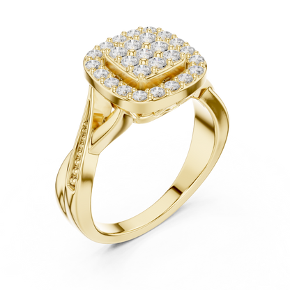Cushion Halo Cluster Ring