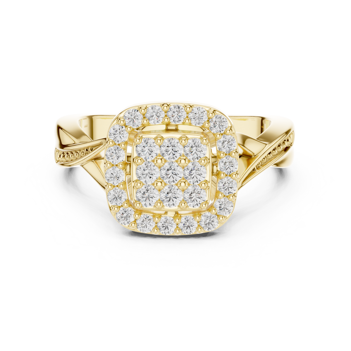 Cushion Halo Cluster Ring