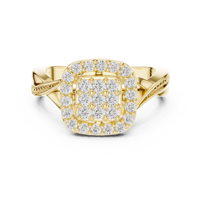 Cushion Halo Cluster Ring