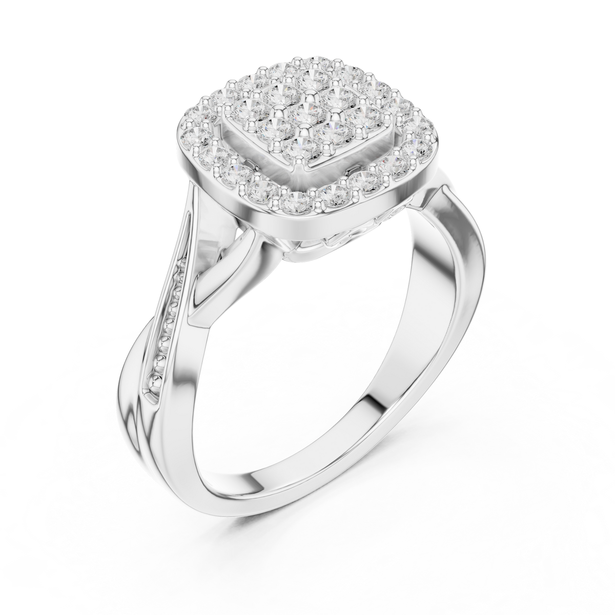 Cushion Halo Cluster Ring