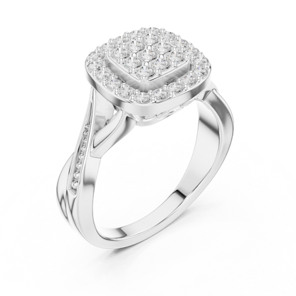 Cushion Halo Cluster Ring