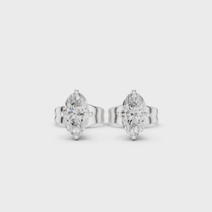 Modern Grace East-West Marquise Moissanite Stud Earrings in 925 Sterling Silver