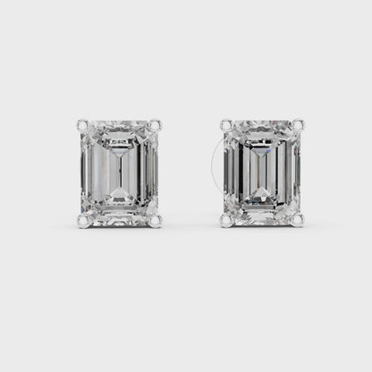 Celestia Emerald Cut Solitaire Studs